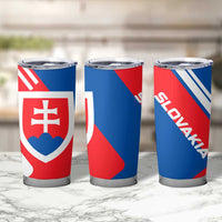 Slovakia – Red Blue White Geometric Flag Design Tumbler Cup with National Crest