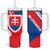 Slovakia – Red Blue White Geometric Flag Design Tumbler With Handle with National Crest