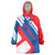 Slovakia – Red Blue White Geometric Flag Design Wearable Blanket Hoodie with National Crest