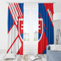 Slovakia – Red Blue White Geometric Flag Design Window Curtain with National Crest