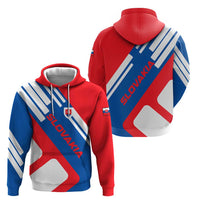 Slovakia – Red Blue White Geometric Flag Design Zip Hoodie with National Crest