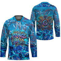 Prince Hall Freemasonry Hockey Jersey Compasses Masonic Art - Urban Graffiti Style