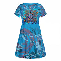 Prince Hall Freemasonry Kid Short Sleeve Dress Compasses Masonic Art - Urban Graffiti Style