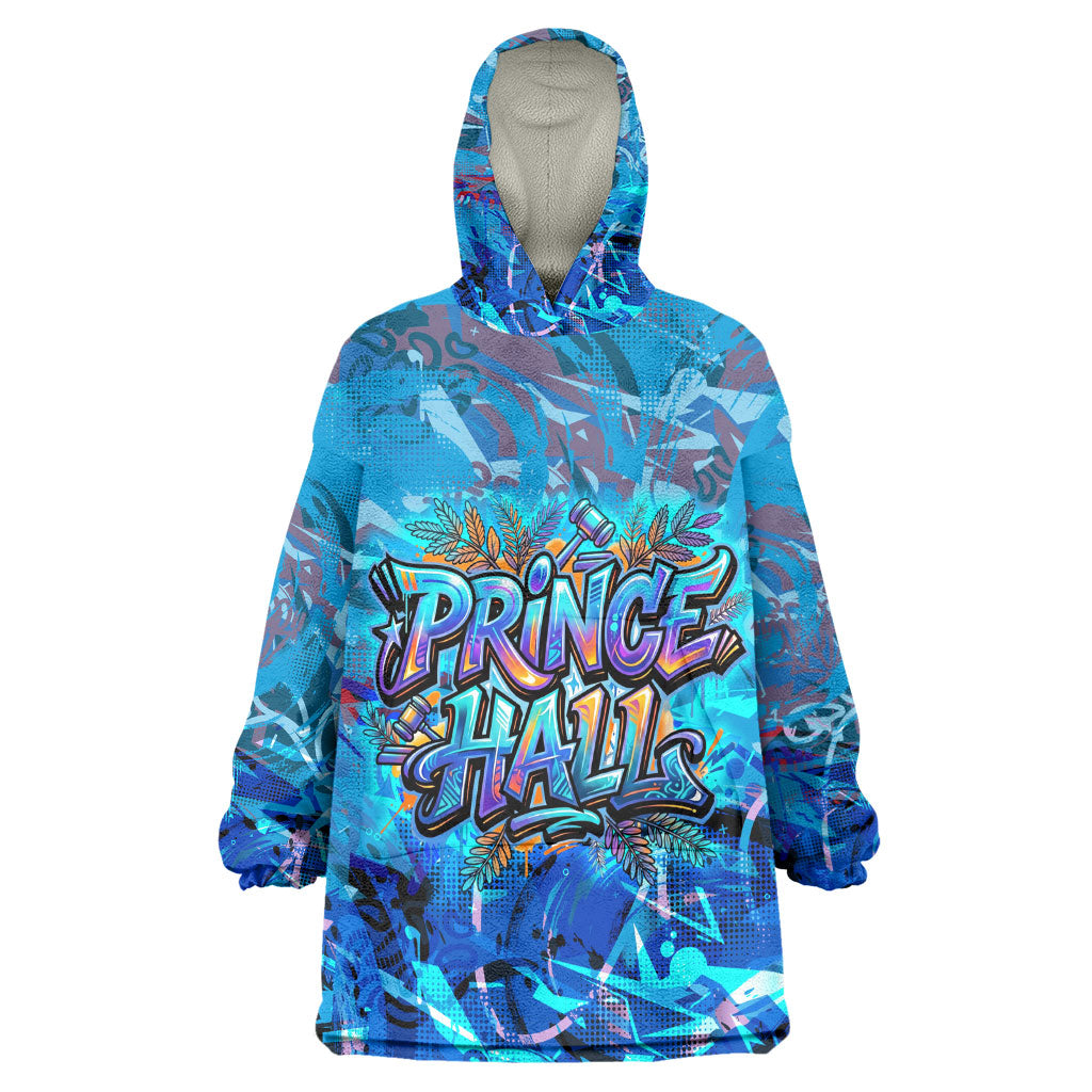Prince Hall Freemasonry Kid Wearable Blanket Hoodie Compasses Masonic Art - Urban Graffiti Style