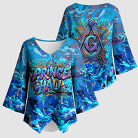 Prince Hall Freemasonry Kimono Sleeve Blouse Compasses Masonic Art - Urban Graffiti Style