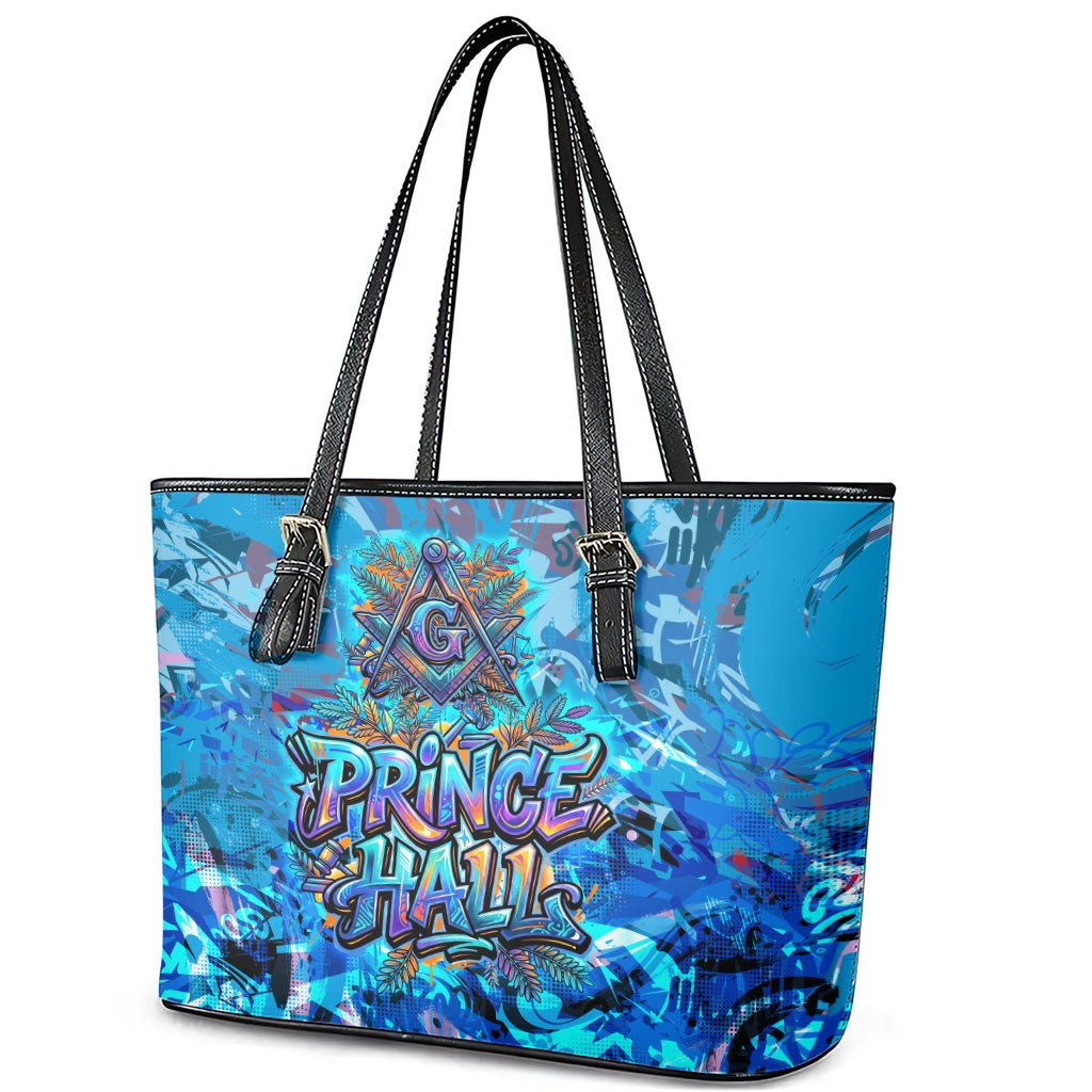 Prince Hall Freemasonry Leather Tote Bag Compasses Masonic Art - Urban Graffiti Style