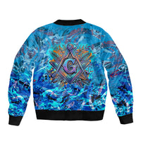 Prince Hall Freemasonry Sleeve Zip Bomber Jacket Compasses Masonic Art - Urban Graffiti Style