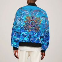 Prince Hall Freemasonry Sleeve Zip Bomber Jacket Compasses Masonic Art - Urban Graffiti Style