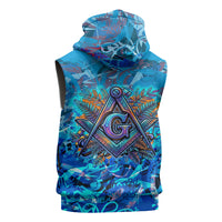 Prince Hall Freemasonry Sleeveless Zip Hoodie Compasses Masonic Art - Urban Graffiti Style