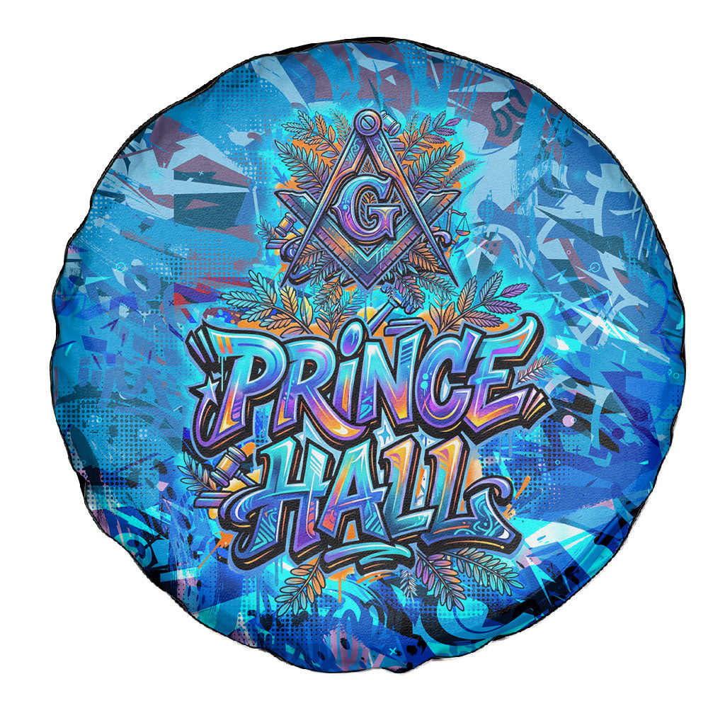Prince Hall Freemasonry Spare Tire Cover Compasses Masonic Art - Urban Graffiti Style