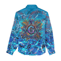 Prince Hall Freemasonry Women Casual Shirt Compasses Masonic Art - Urban Graffiti Style