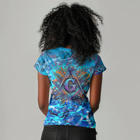 Prince Hall Freemasonry Women V-Neck T-Shirt Compasses Masonic Art - Urban Graffiti Style