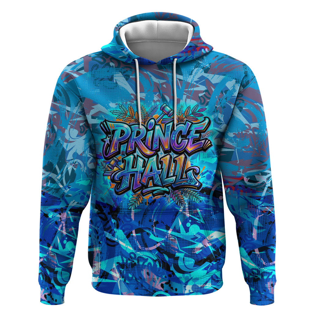Prince Hall Freemasonry Zip Hoodie Compasses Masonic Art - Urban Graffiti Style