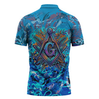Prince Hall Freemasonry Zipper Polo Shirt Compasses Masonic Art - Urban Graffiti Style