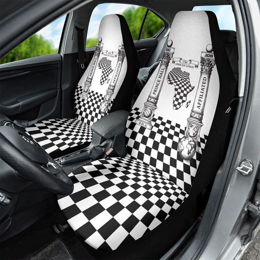Prince Hall Affiliated Freemasonry Car Seat Cover Classic Masonic Pillars Boaz Jachin Checkerboard Africa Map