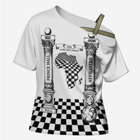 Prince Hall Affiliated Freemasonry Cross Shoulder Shirt Classic Masonic Pillars Boaz Jachin Checkerboard Africa Map