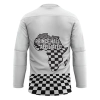 Prince Hall Affiliated Freemasonry Hockey Jersey Classic Masonic Pillars Boaz Jachin Checkerboard Africa Map
