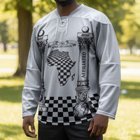 Prince Hall Affiliated Freemasonry Hockey Jersey Classic Masonic Pillars Boaz Jachin Checkerboard Africa Map