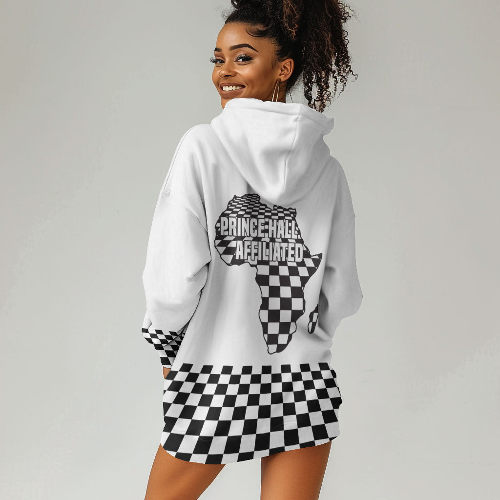 Prince Hall Affiliated Freemasonry Hoodie Dress Classic Masonic Pillars Boaz Jachin Checkerboard Africa Map