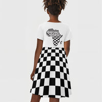 Prince Hall Affiliated Freemasonry Kid Short Sleeve Dress Classic Masonic Pillars Boaz Jachin Checkerboard Africa Map