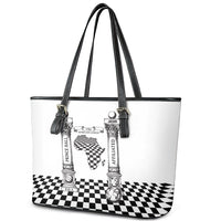 Prince Hall Affiliated Freemasonry Leather Tote Bag Classic Masonic Pillars Boaz Jachin Checkerboard Africa Map