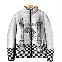 Prince Hall Affiliated Freemasonry Padded Jacket Classic Masonic Pillars Boaz Jachin Checkerboard Africa Map