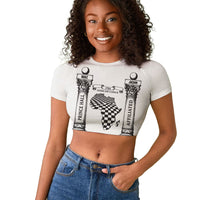 Prince Hall Affiliated Freemasonry Raglan Cropped T shirt Classic Masonic Pillars Boaz Jachin Checkerboard Africa Map