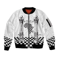 Prince Hall Affiliated Freemasonry Sleeve Zip Bomber Jacket Classic Masonic Pillars Boaz Jachin Checkerboard Africa Map