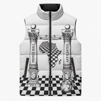 Prince Hall Affiliated Freemasonry Sleeveless Puffer Jacket Classic Masonic Pillars Boaz Jachin Checkerboard Africa Map