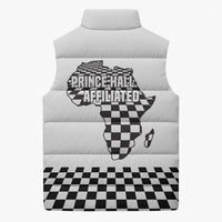Prince Hall Affiliated Freemasonry Sleeveless Puffer Jacket Classic Masonic Pillars Boaz Jachin Checkerboard Africa Map