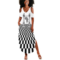 Prince Hall Affiliated Freemasonry Summer Maxi Dress Classic Masonic Pillars Boaz Jachin Checkerboard Africa Map