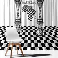 Prince Hall Affiliated Freemasonry Window Curtain Classic Masonic Pillars Boaz Jachin Checkerboard Africa Map