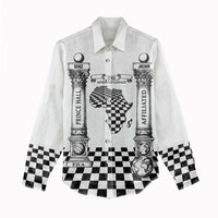 Prince Hall Affiliated Freemasonry Women Casual Shirt Classic Masonic Pillars Boaz Jachin Checkerboard Africa Map