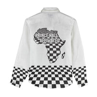 Prince Hall Affiliated Freemasonry Women Casual Shirt Classic Masonic Pillars Boaz Jachin Checkerboard Africa Map