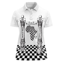 Prince Hall Affiliated Freemasonry Women Polo Shirt Classic Masonic Pillars Boaz Jachin Checkerboard Africa Map