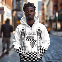 Prince Hall Affiliated Freemasonry Zip Hoodie Classic Masonic Pillars Boaz Jachin Checkerboard Africa Map