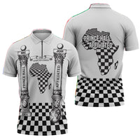Prince Hall Affiliated Freemasonry Zipper Polo Shirt Classic Masonic Pillars Boaz Jachin Checkerboard Africa Map