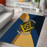 Prince Hall Freemasonry Area Rug Square and Compasses Gold Blue Geometric
