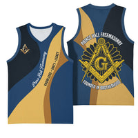 Prince Hall Freemasonry Basketball Jersey Square and Compasses Gold Blue Geometric
