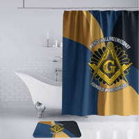 Prince Hall Freemasonry Bathroom Set Square and Compasses Gold Blue Geometric