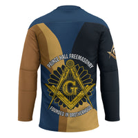 Prince Hall Freemasonry Hockey Jersey Square and Compasses Gold Blue Geometric