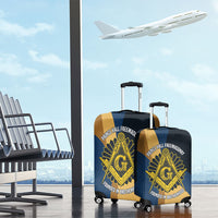 Prince Hall Freemasonry Luggage Cover Square and Compasses Gold Blue Geometric