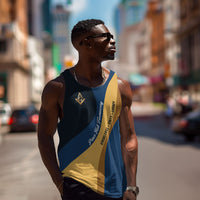 Prince Hall Freemasonry Men Tank Top Square and Compasses Gold Blue Geometric