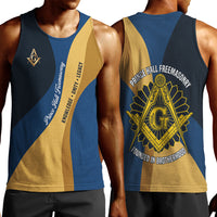 Prince Hall Freemasonry Men Tank Top Square and Compasses Gold Blue Geometric