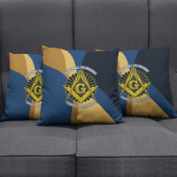 Prince Hall Freemasonry Pillow Cover Square and Compasses Gold Blue Geometric