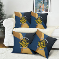 Prince Hall Freemasonry Pillow Cover Square and Compasses Gold Blue Geometric