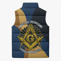 Prince Hall Freemasonry Sleeveless Puffer Jacket Square and Compasses Gold Blue Geometric