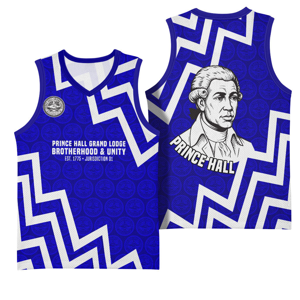 Prince Hall Grand Lodge Basketball Jersey Founder Portrait Geometric Brotherhood