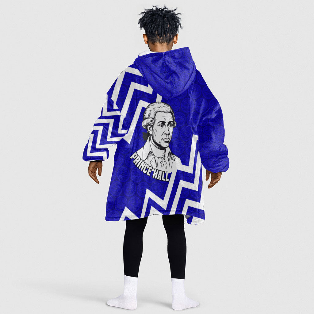 Prince Hall Grand Lodge Kid Wearable Blanket Hoodie Founder Portrait Geometric Brotherhood