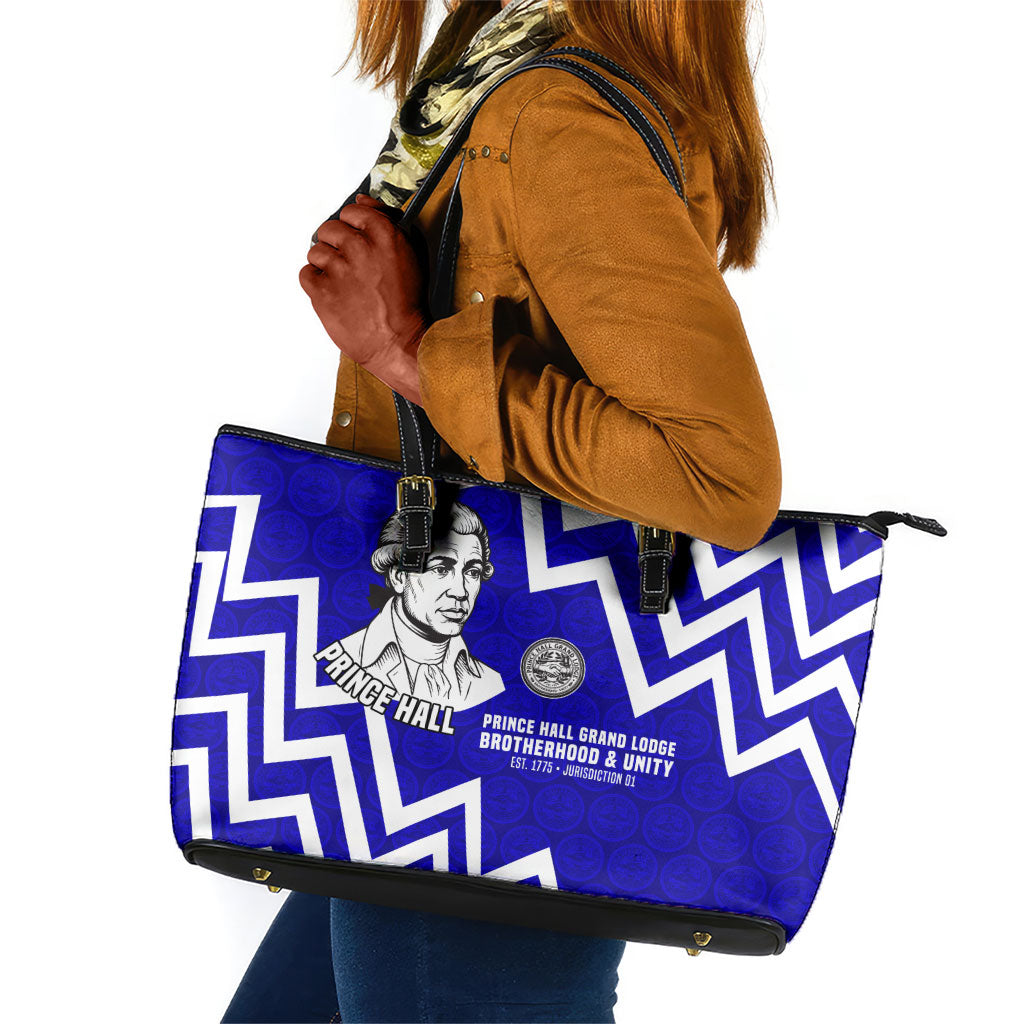 Prince Hall Grand Lodge Leather Tote Bag Founder Portrait Geometric Brotherhood